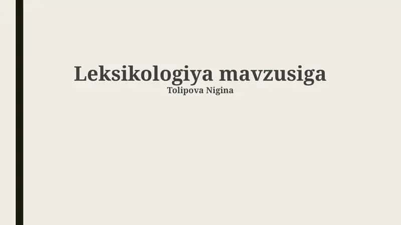 Leksikologiya mavzusiga