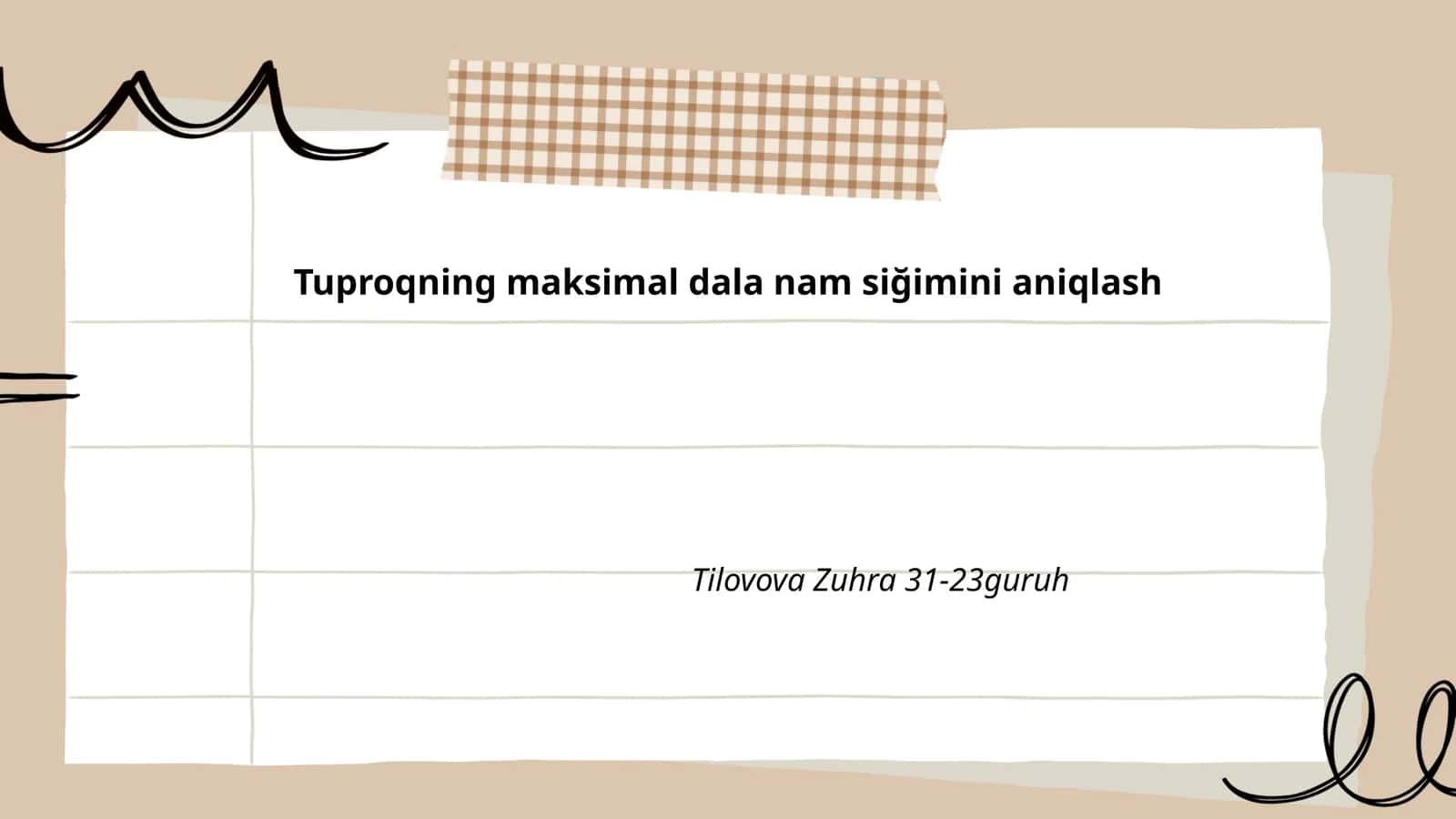 Tuproqning maksimal dala nam siğimini aniqlash