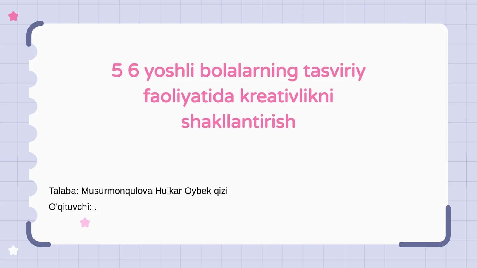 5 6 yoshli bolalarning tasviriy faoliyatida kreativlikni shakllantirish