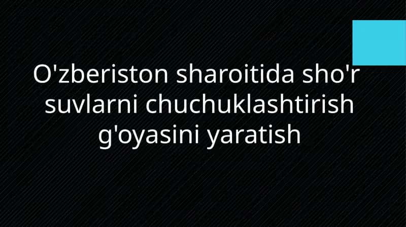 O'zberistonsharoitidasho'r suvlarini chuchuklashtirish g'oyasi