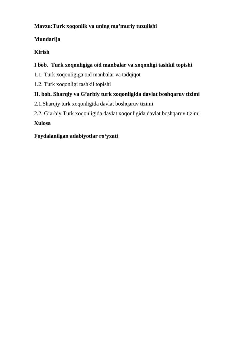 Turk xoqonlik va uning ma’muriy tuzulishi