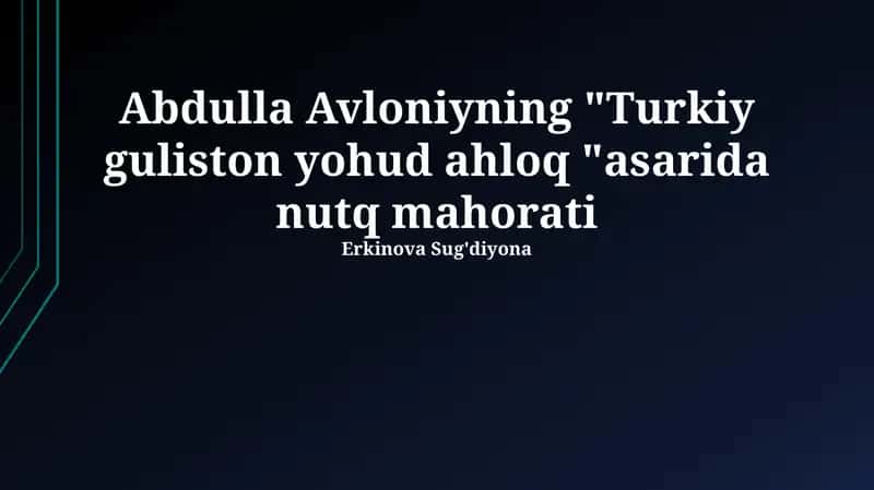 "Turkiy Guliston" asari