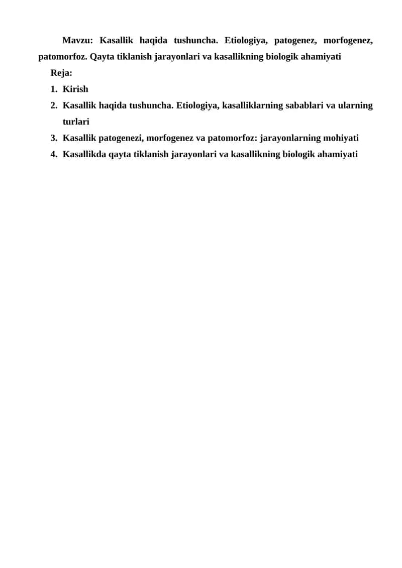 Kasallik haqida tushuncha