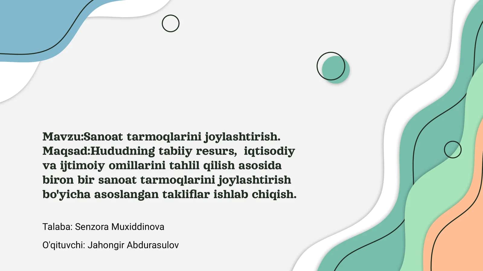 Sanoat tarmoqlarini joylashtirish