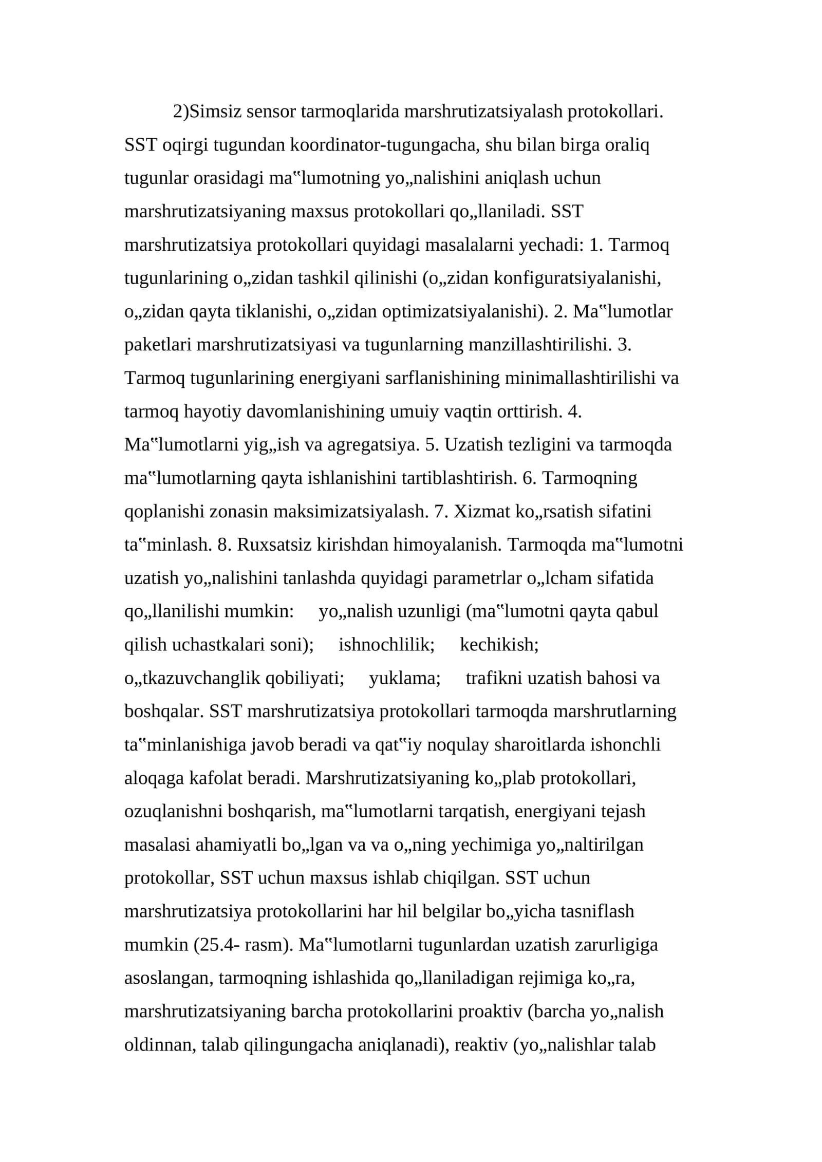 Simsiz sensor tarmoqlarida marshrutizatsiyalash protokollari