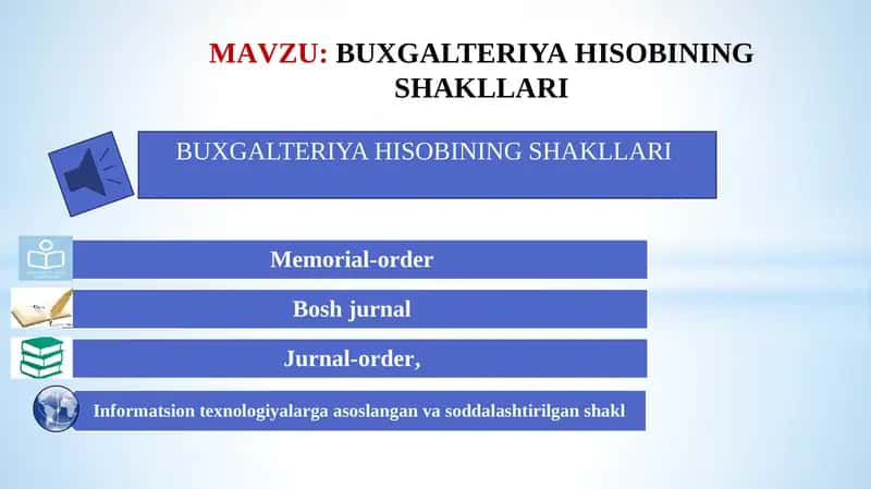 BUXGALTERIYA HISOBINING SHAKLLARI