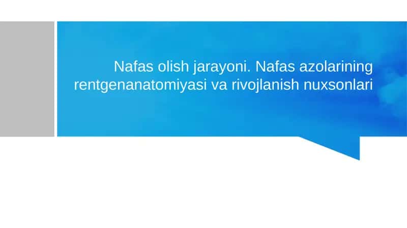 Nafas olish jarayoni. Nafas azolarining rentgenanatomiyasi va rivojlanish nuxsonlari