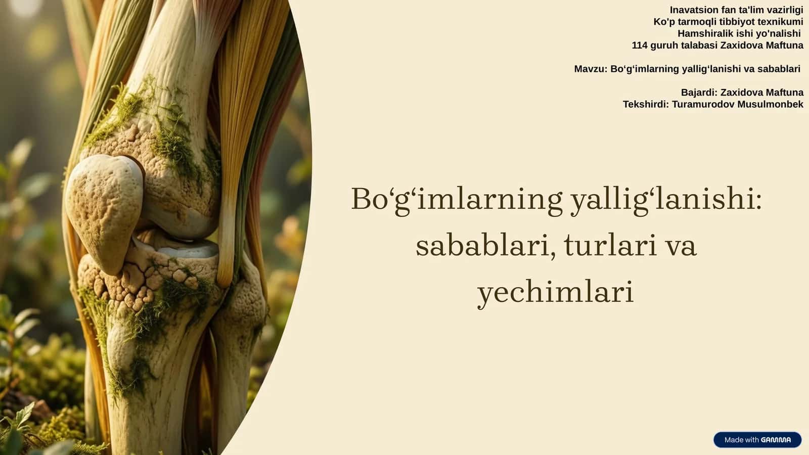 Boʻgʻimlarning yalligʻlanishi: sabablari, turlari va yechimlari