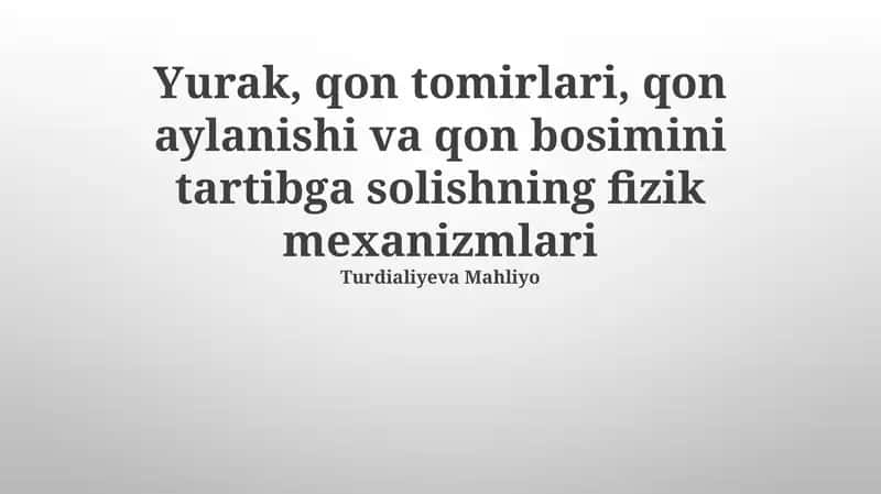 Qon bosimini tartibga solish mexanizmlari