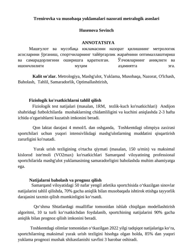 Fiziologik ko'rsatkichlarni tahlil qilish