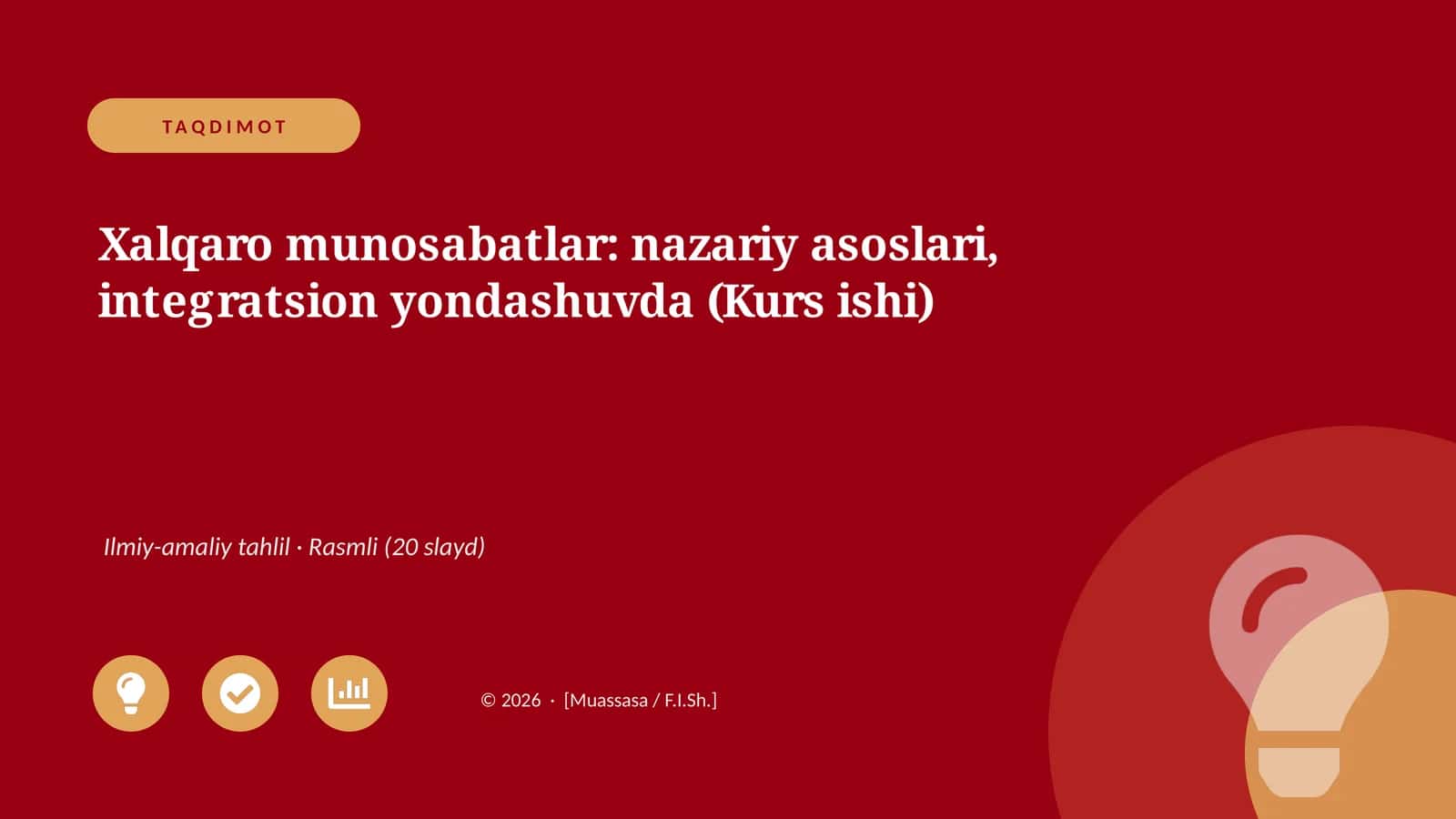 Xalqaro munosabatlar: nazariy asoslari, integratsion yondashuvda (Kurs ishi)