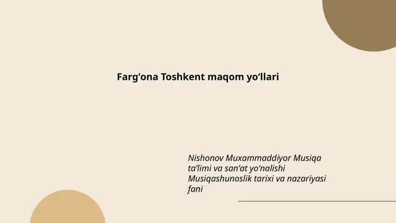 Fargʻona Toshkent maqom yoʻllari