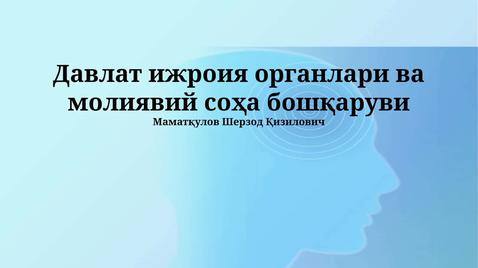 Давлат ижроия органлари ва молиявий соҳа бошқаруви