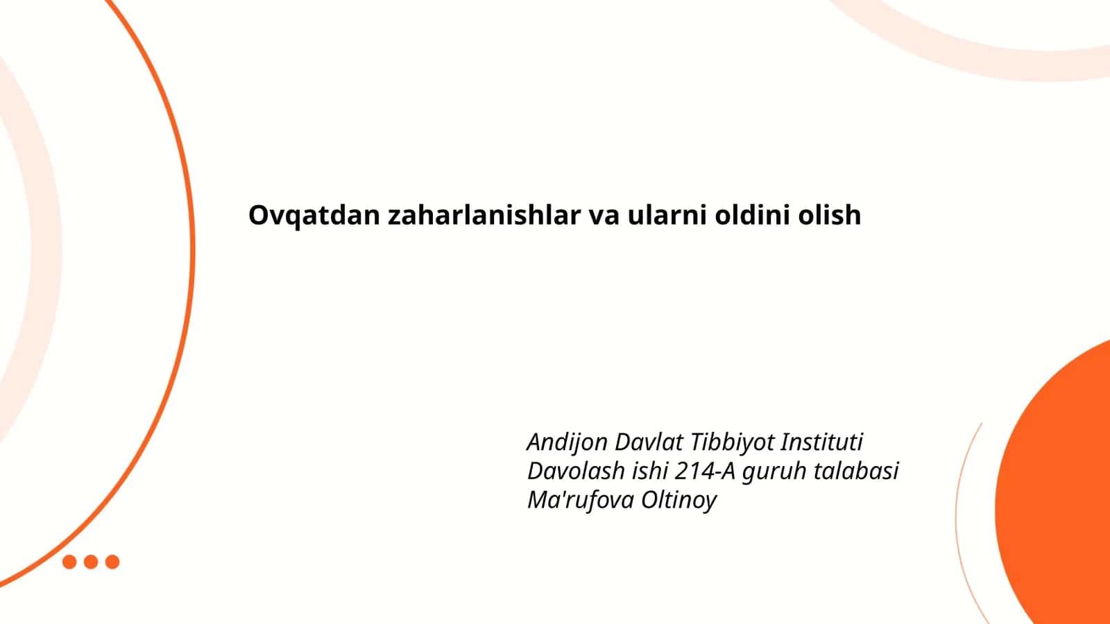Ovqatdan zaharlanishlar va ularni oldini olish