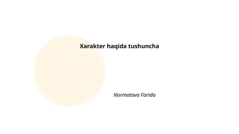 Xarakter haqida tushuncha