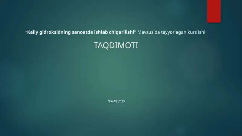 Kaliy gidroksidning sanoatda ishlab chiqarilishi