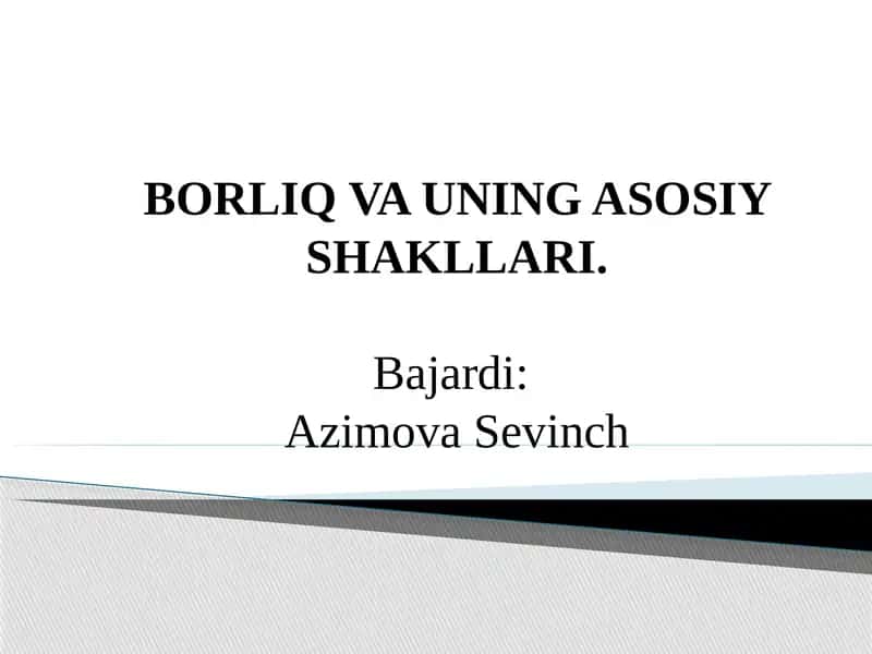 Borliq va uning asosiy shakllari