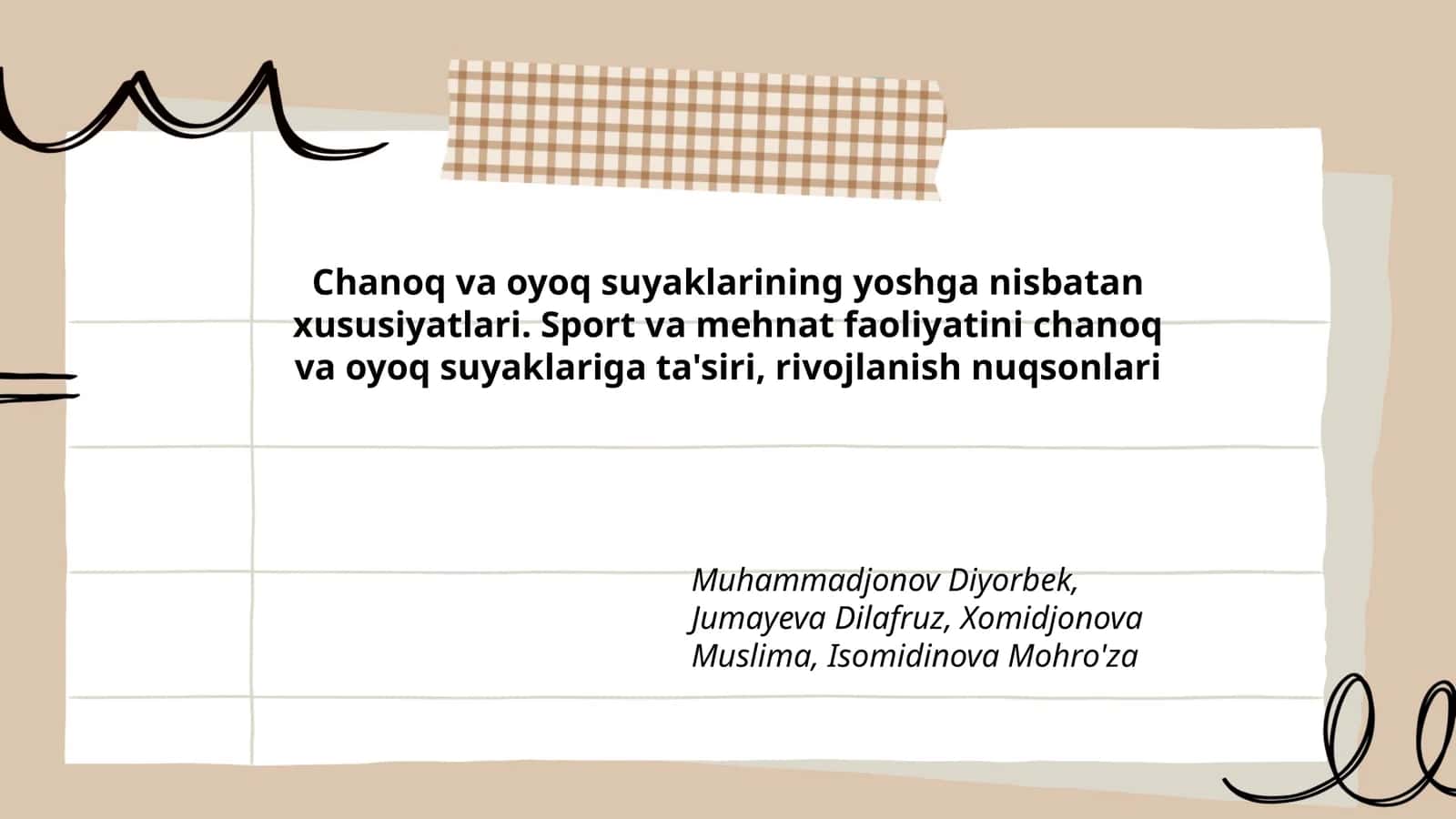 Chanoq va oyoq suyaklarining yoshga nisbatan xususiyatlari