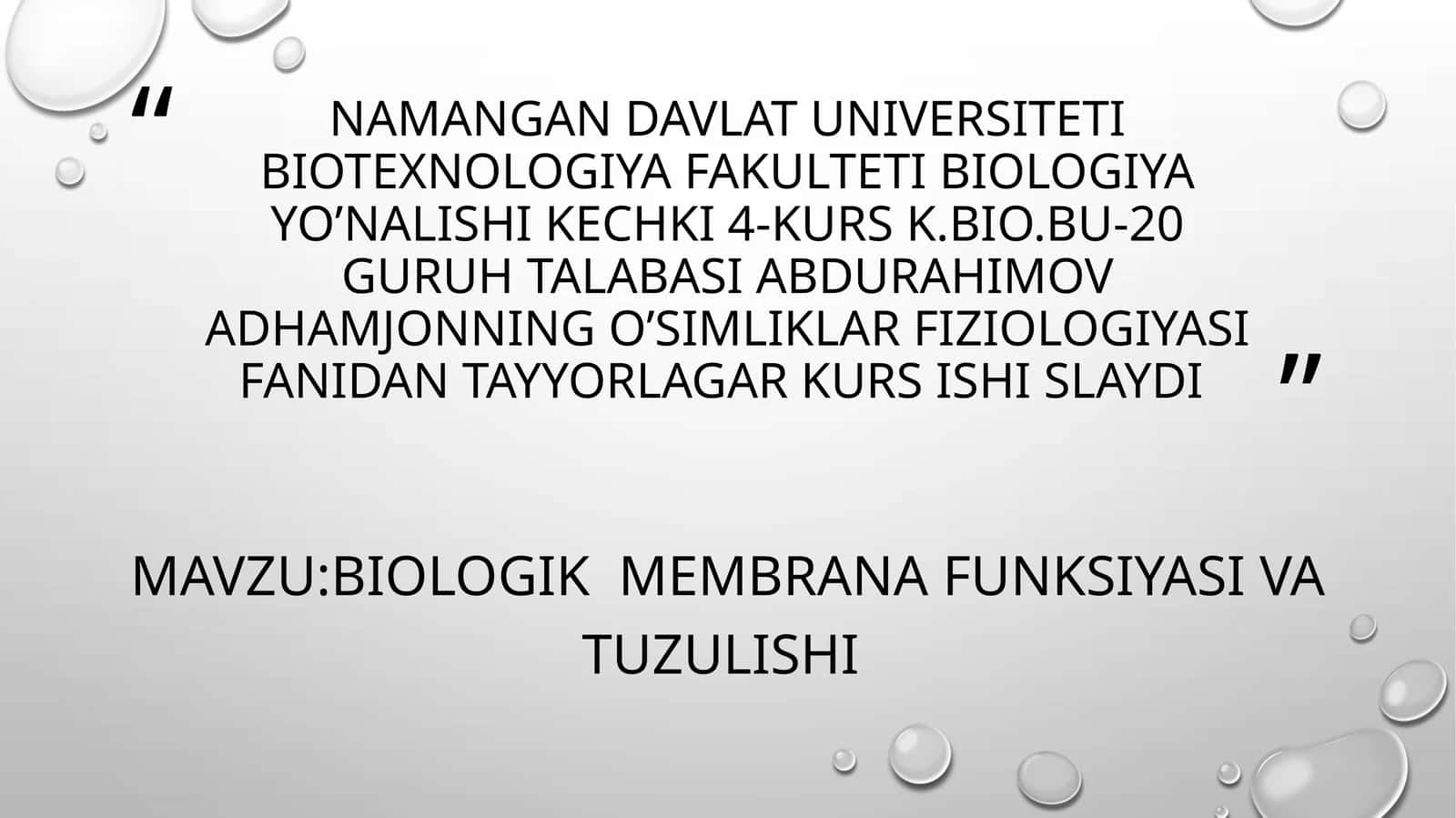 Biologik membrana funksiyasi