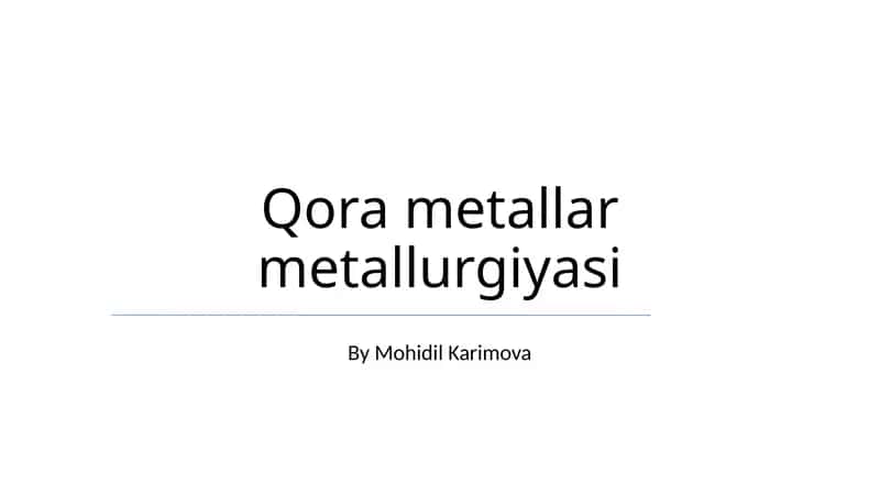 Qora metallar metallurgiyasi