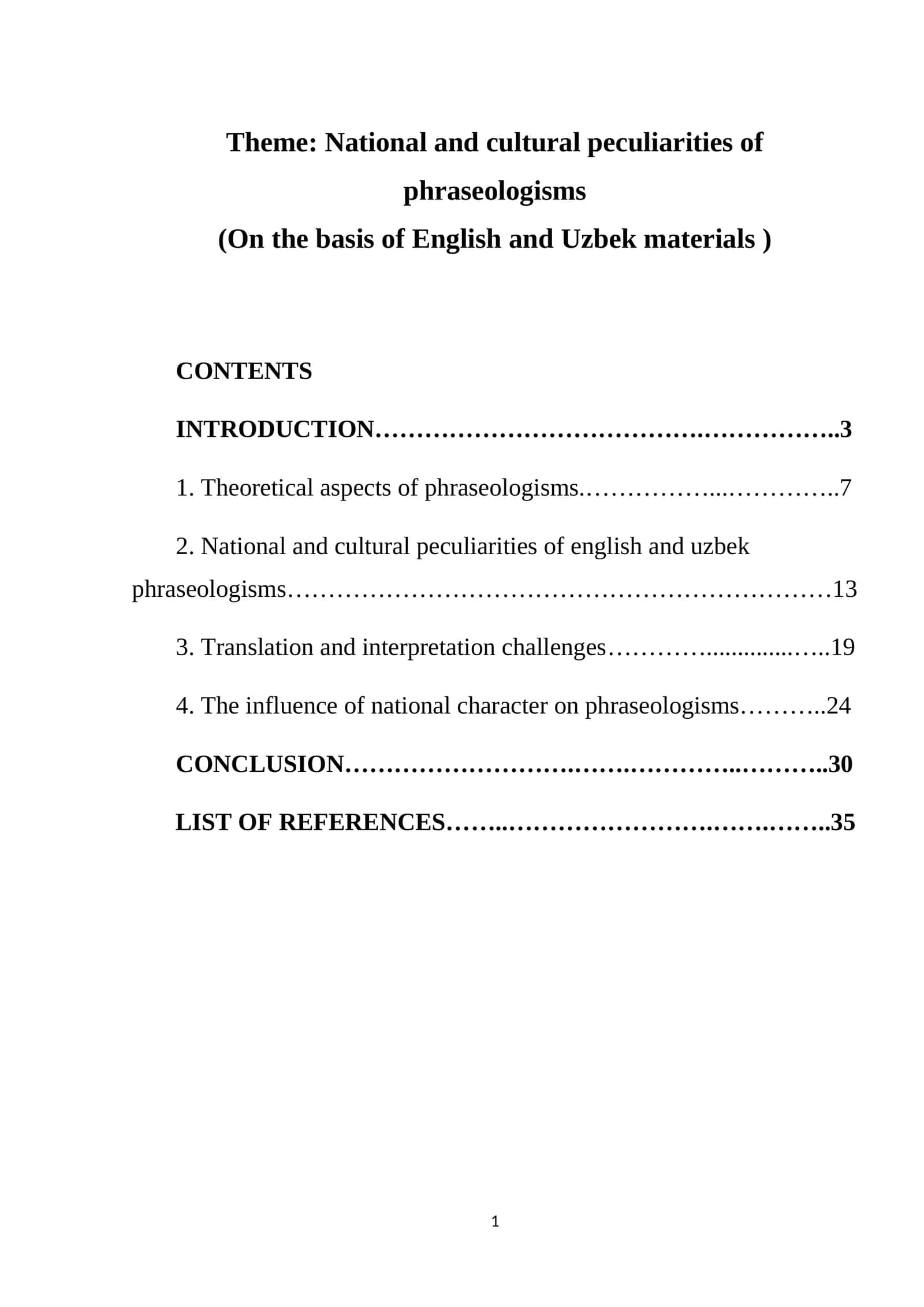 National and cultural peculiarities of phraseologisms (On the basis of English and Uzbek materials )