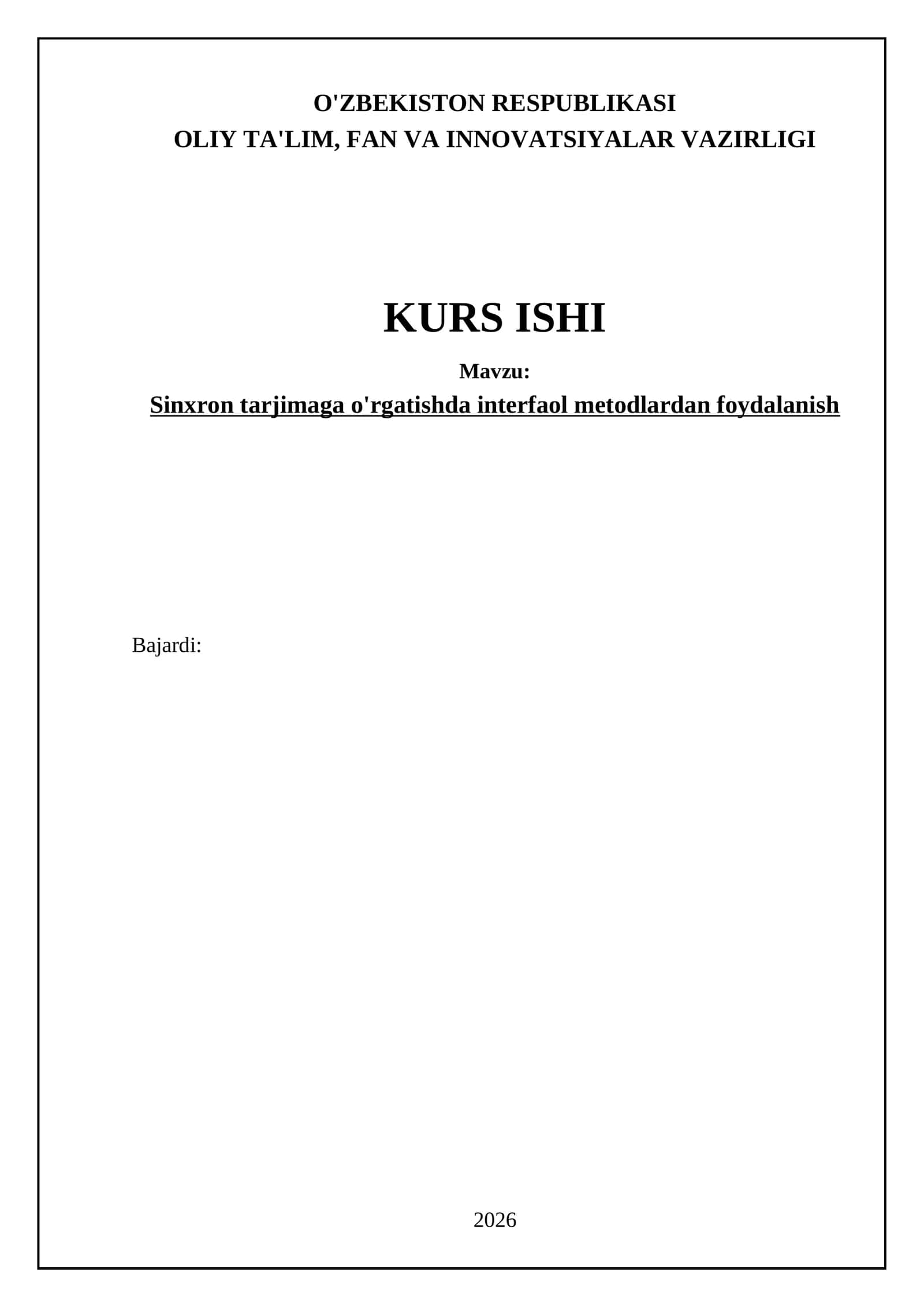 Sinxron tarjimaga o'rgatishda interfaol metodlardan foydalanish