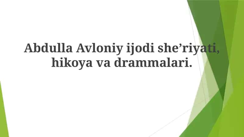 Abdulla Avloniyning Pyesalari