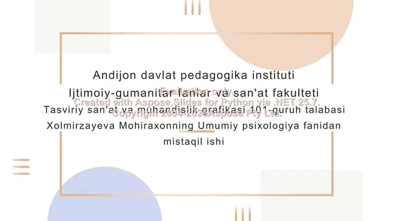 Pedagogik qobiliyatlar (Umumiy psixologiya fanidan mustaqil ish)