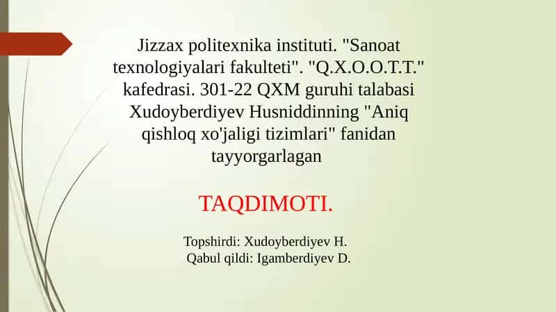 GLOBAL JOYLASHISH TIZIMLARI