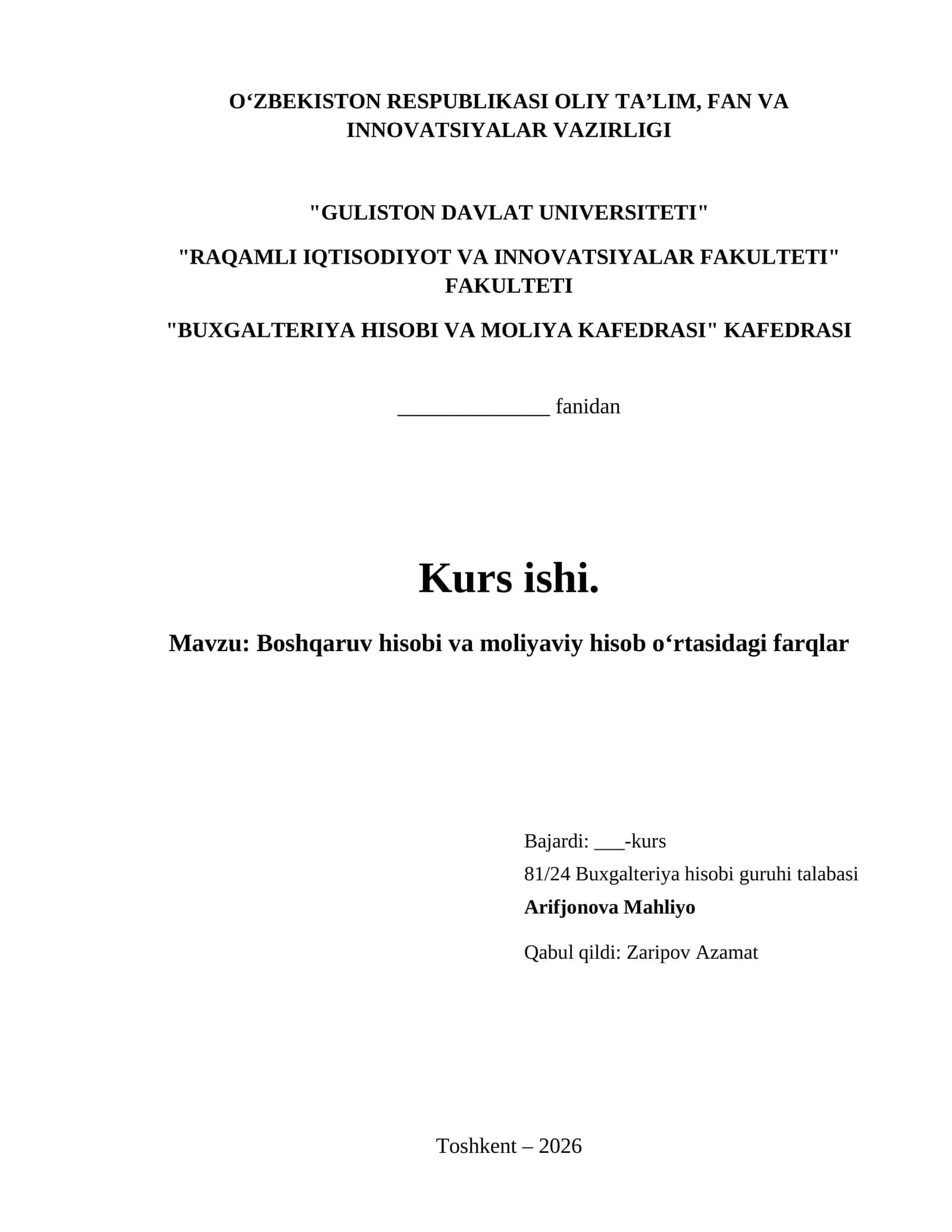 Boshqaruv hisobi va moliyaviy hisob oʻrtasidagi farqlar