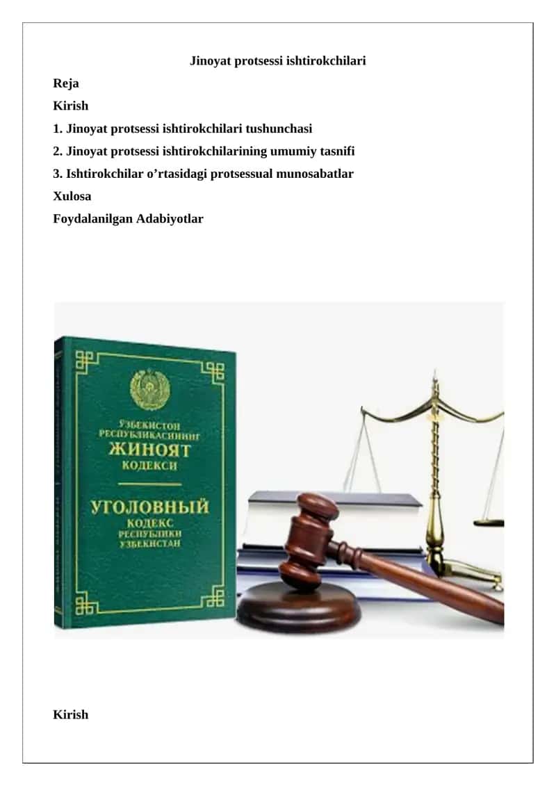 Jinoyat protsessi ishtirokchilari