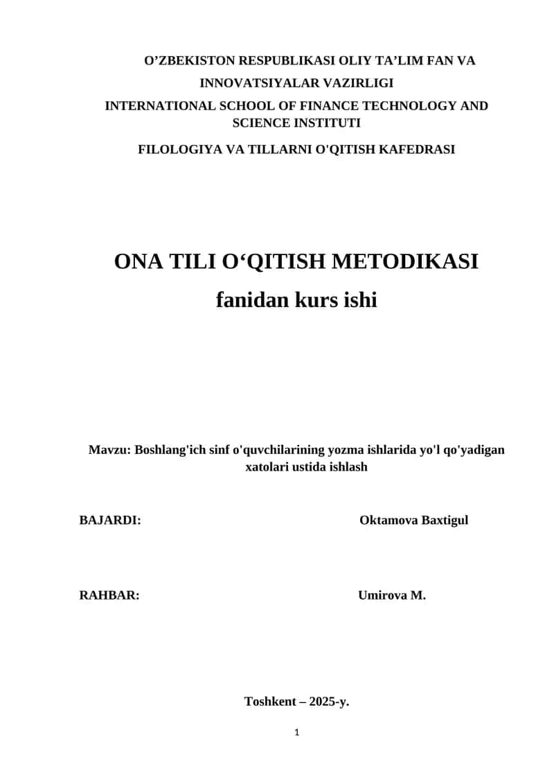 ONA TILI O‘QITISH METODIKASI