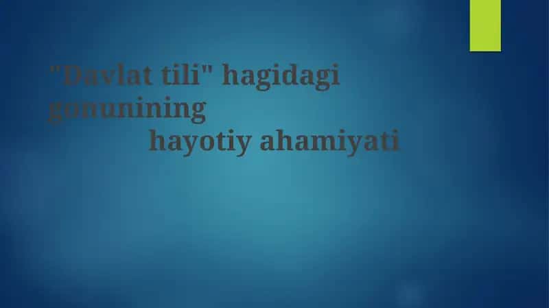 "Davlat tili to'g'risida"gi qonun