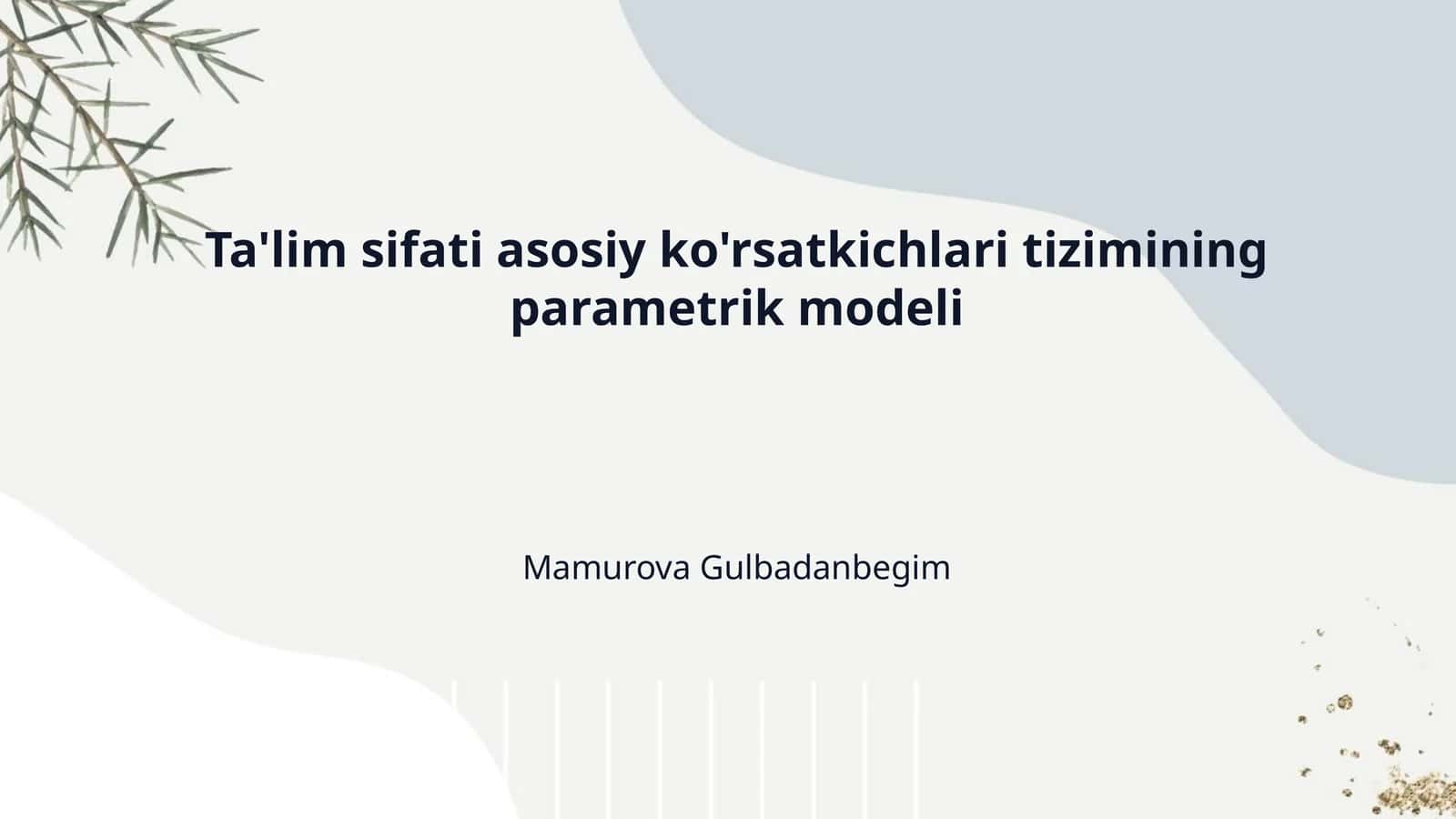 Ta'lim sifati asosiy ko'rsatkichlari tizimining parametrik modeli