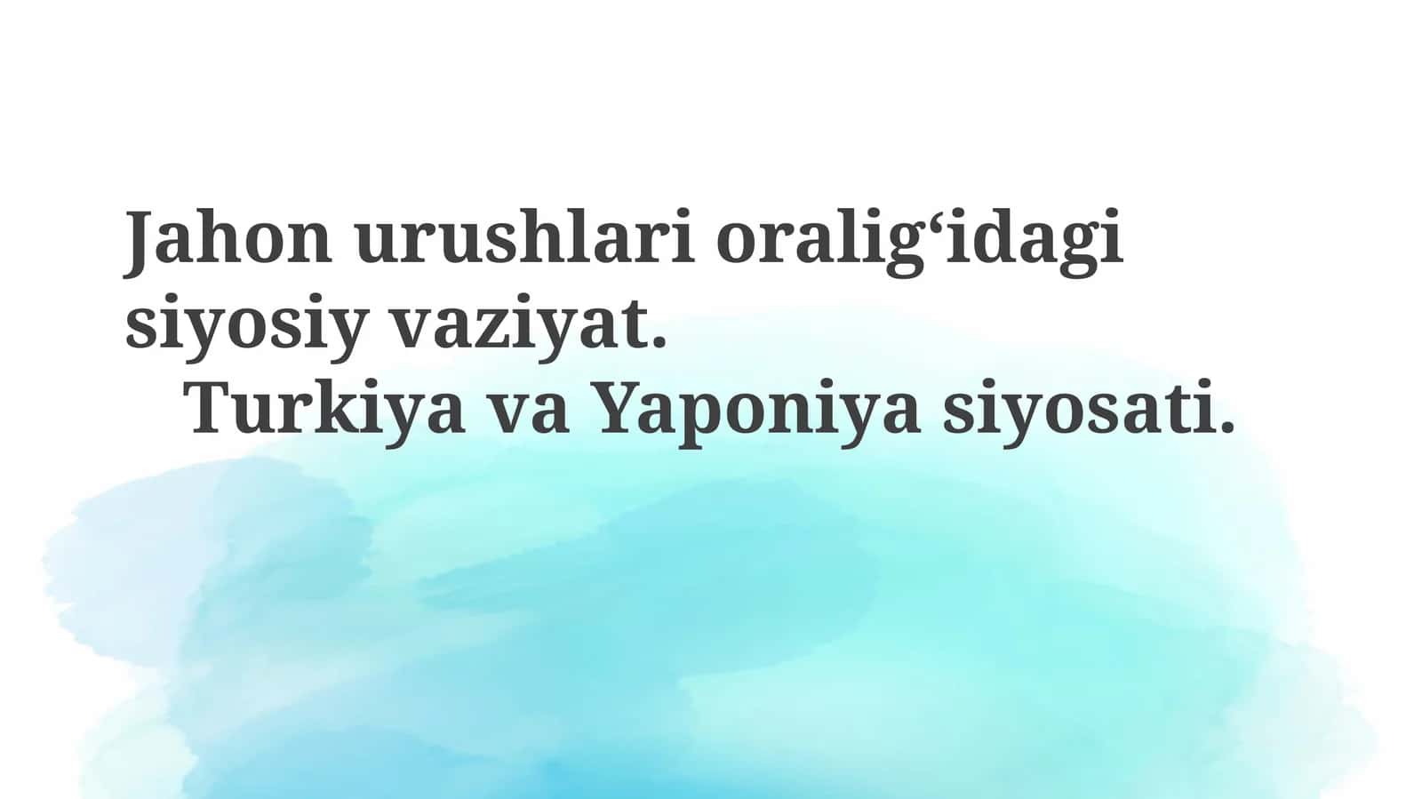 Jahon urushlari oralig'idagi siyosiy vaziyat: Umumiy ko'rinish