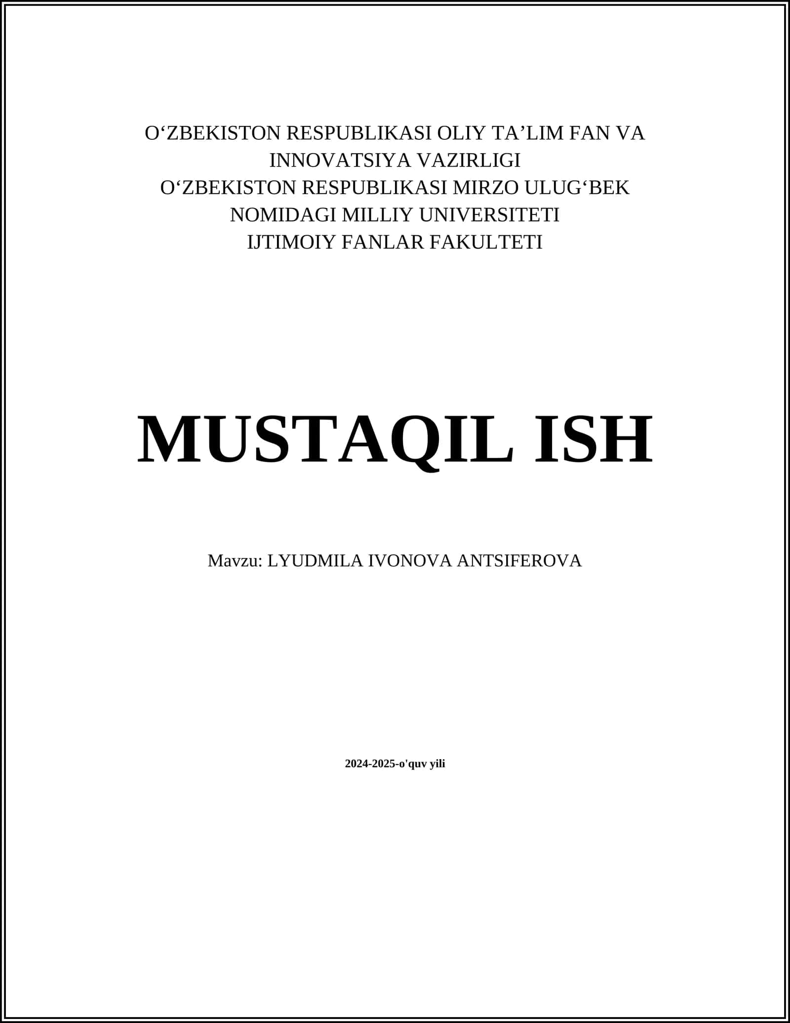 LYUDMILA IVONOVA ANTSIFEROVA