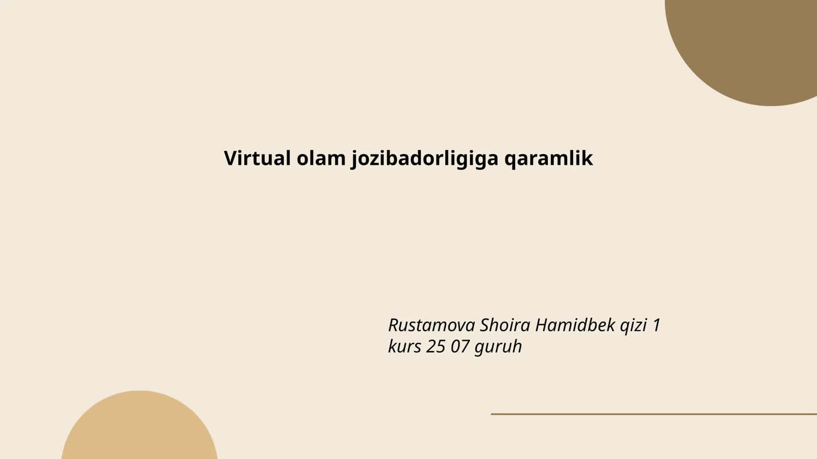 Virtual olam jozibadorligiga qaramlik