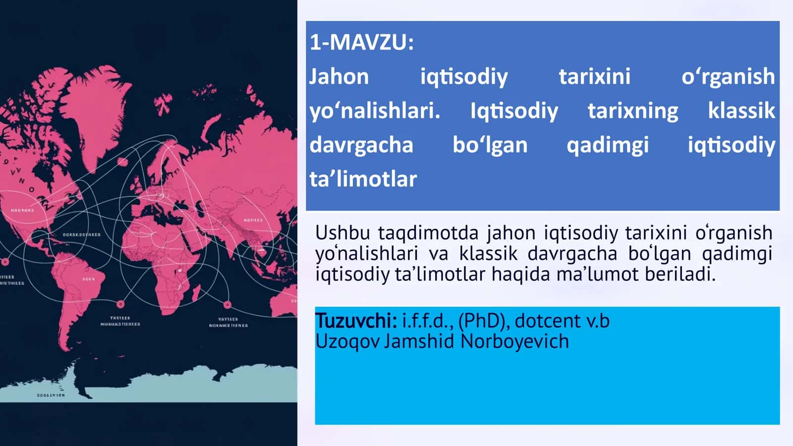 Jahon iqtisodiy tarixini o‘rganish yo‘nalishlari
