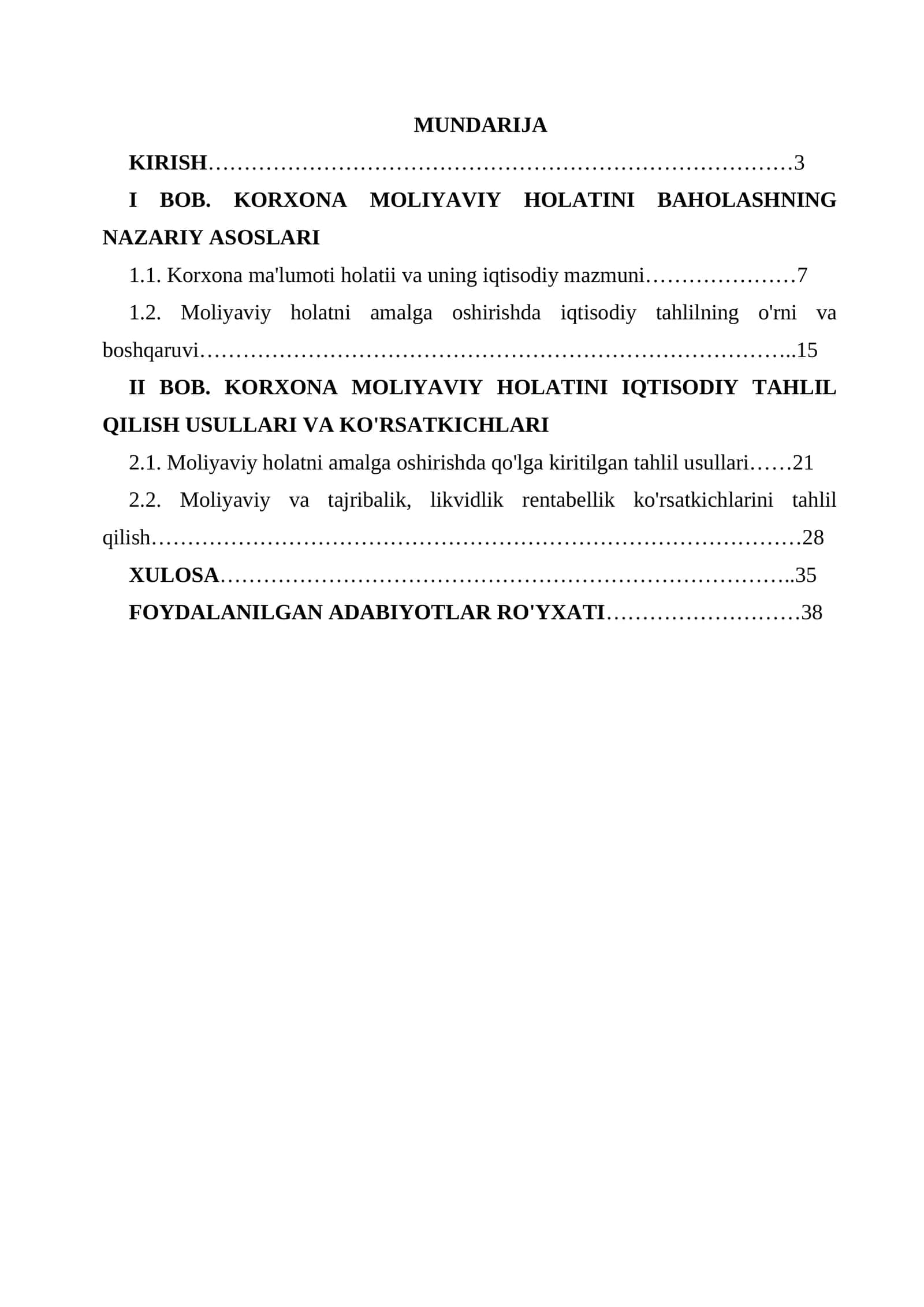Korxona moliyaviy holatini baholashda iqtisodiy tahlil usullari va moliyaviy ko‘rsatkichlar tizimi