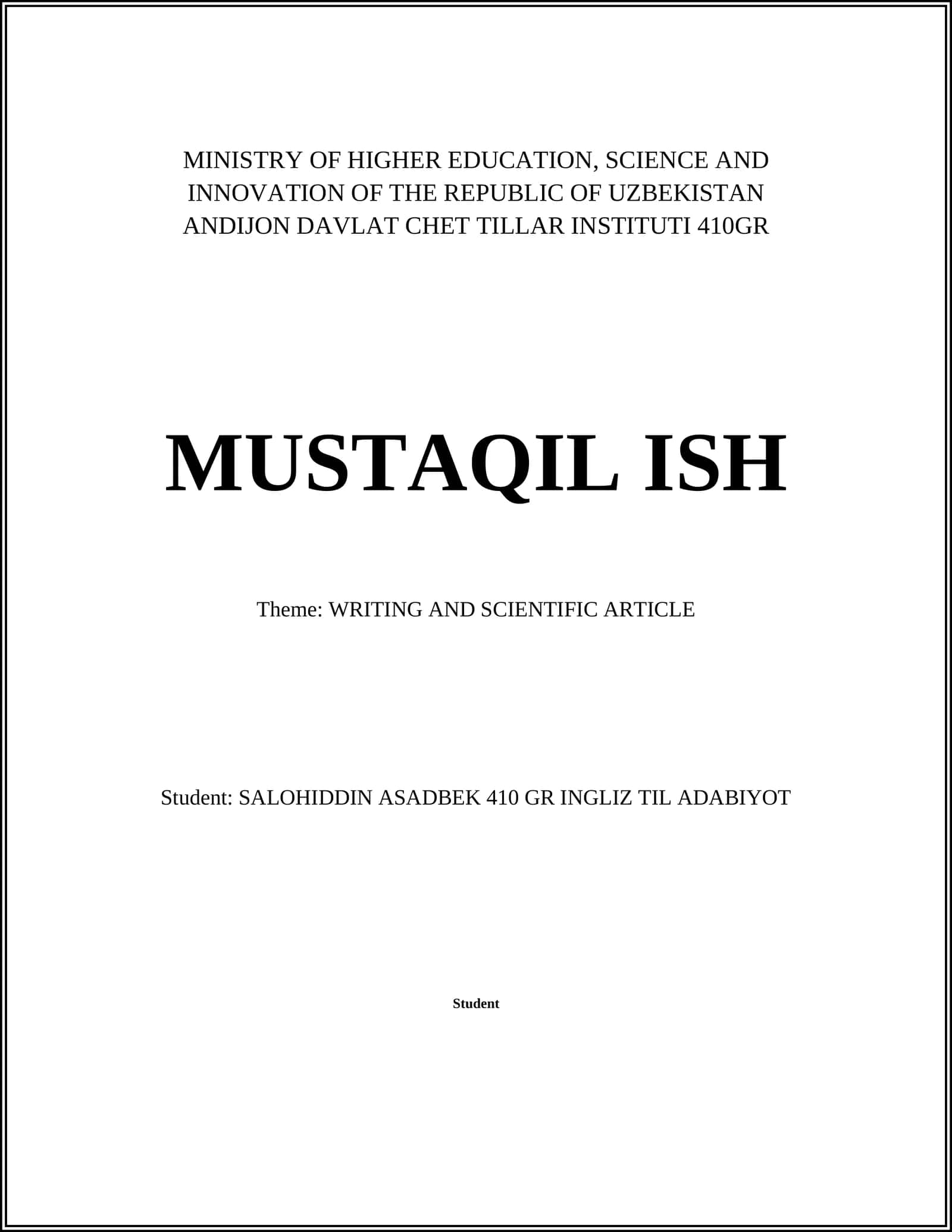 WRITING AND SCIENTIFIC ARTICLE