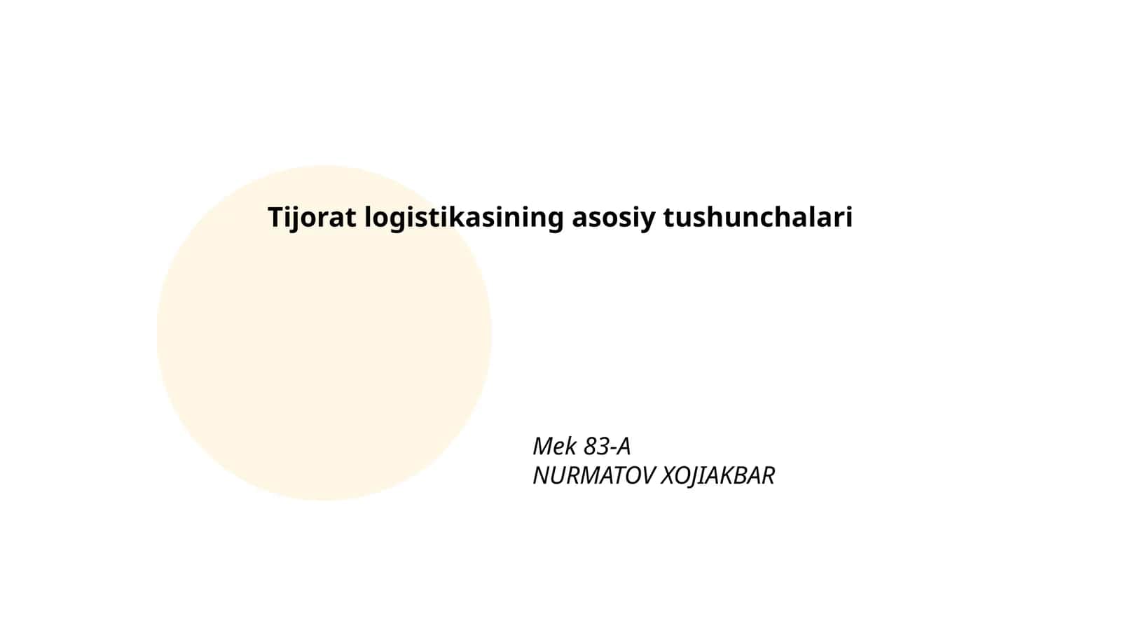 Tijorat logistikasining asosiy tushunchalari