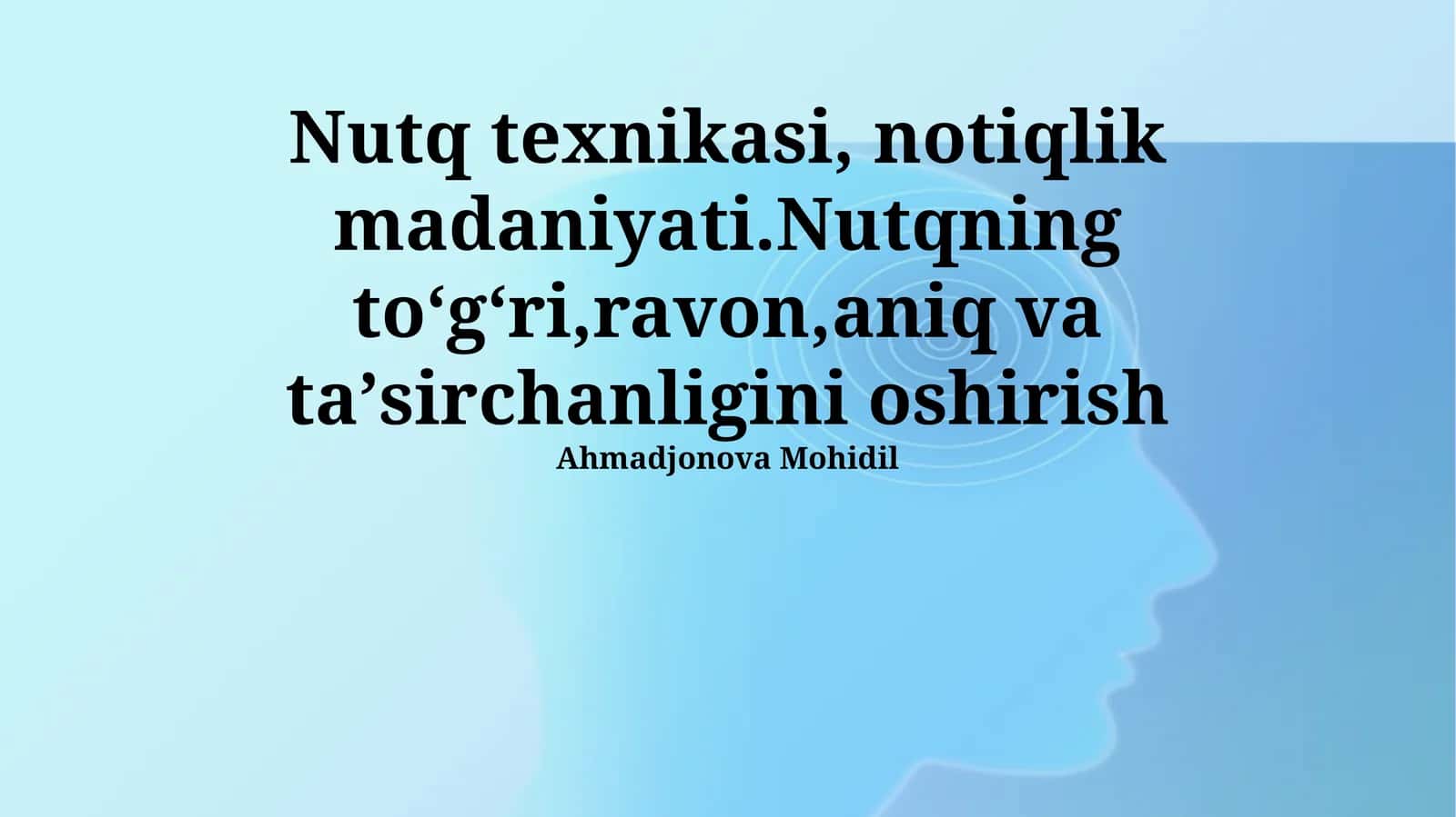 Nutq Texnikasi va Madaniyati