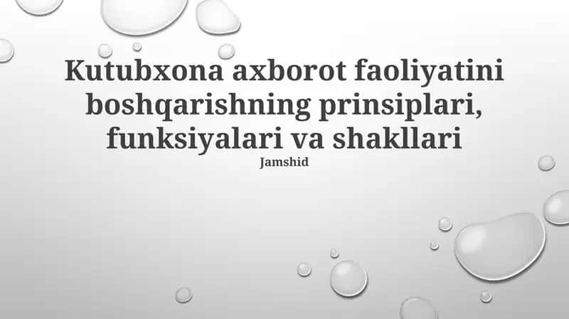 Kutubxona axborot boshqaruvi tamoyillari