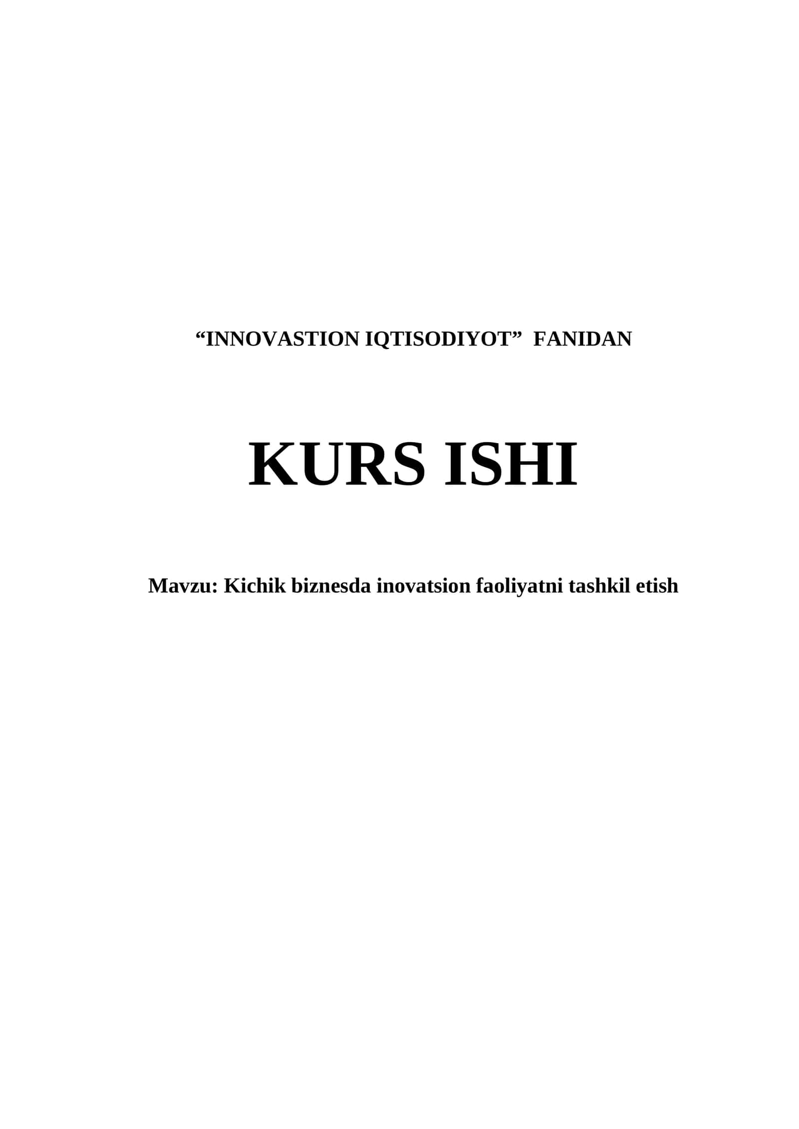 INNOVASTION IQTISODIYOT