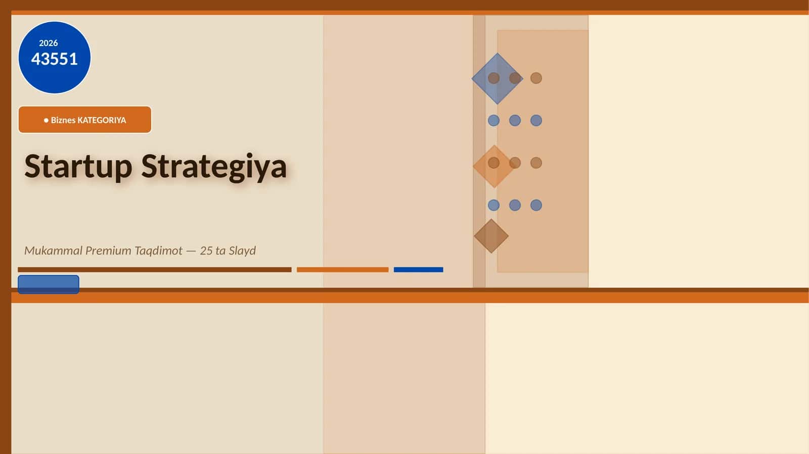 Startup Strategiya Mukammal Premium Taqdimot — 25 ta Slayd