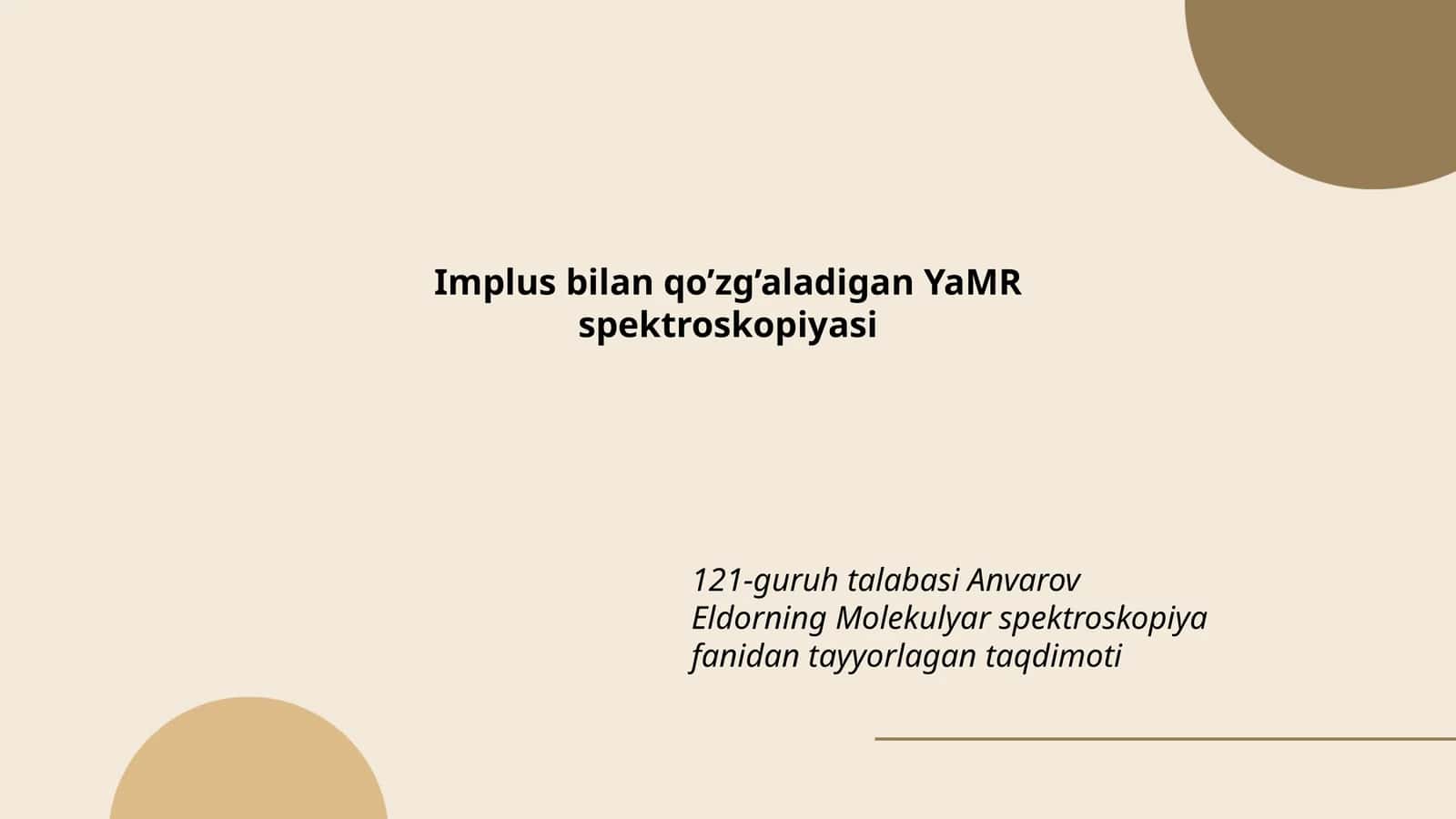 Impuls bilan qo'zg'aladigan YaMR spektroskopiyasi
