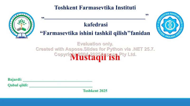 2. “Dori vositalari va farmasevtika faoliyati to‘g‘risida”gi Qonun, unga kiritilgan o’zgartirishlar va qo’shimchalar haqida. Taqdimot 12 bet.