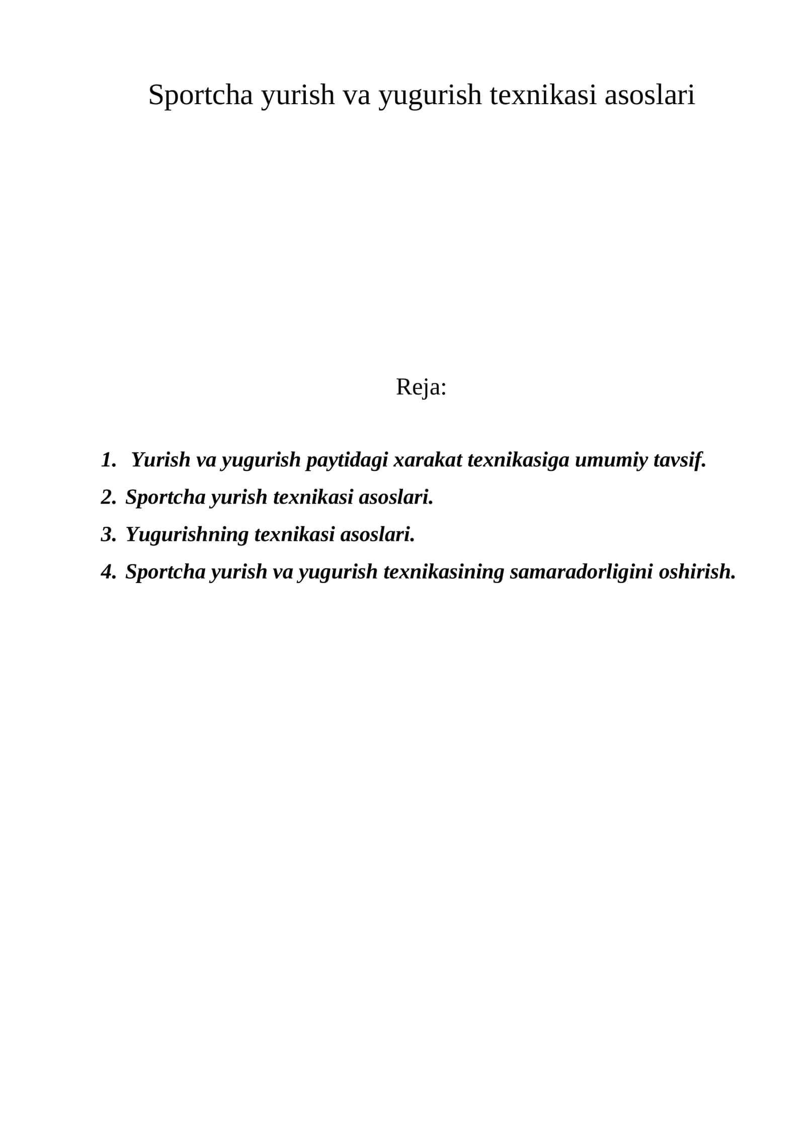 Sportcha yurish va yugurish teхnikasi asoslari