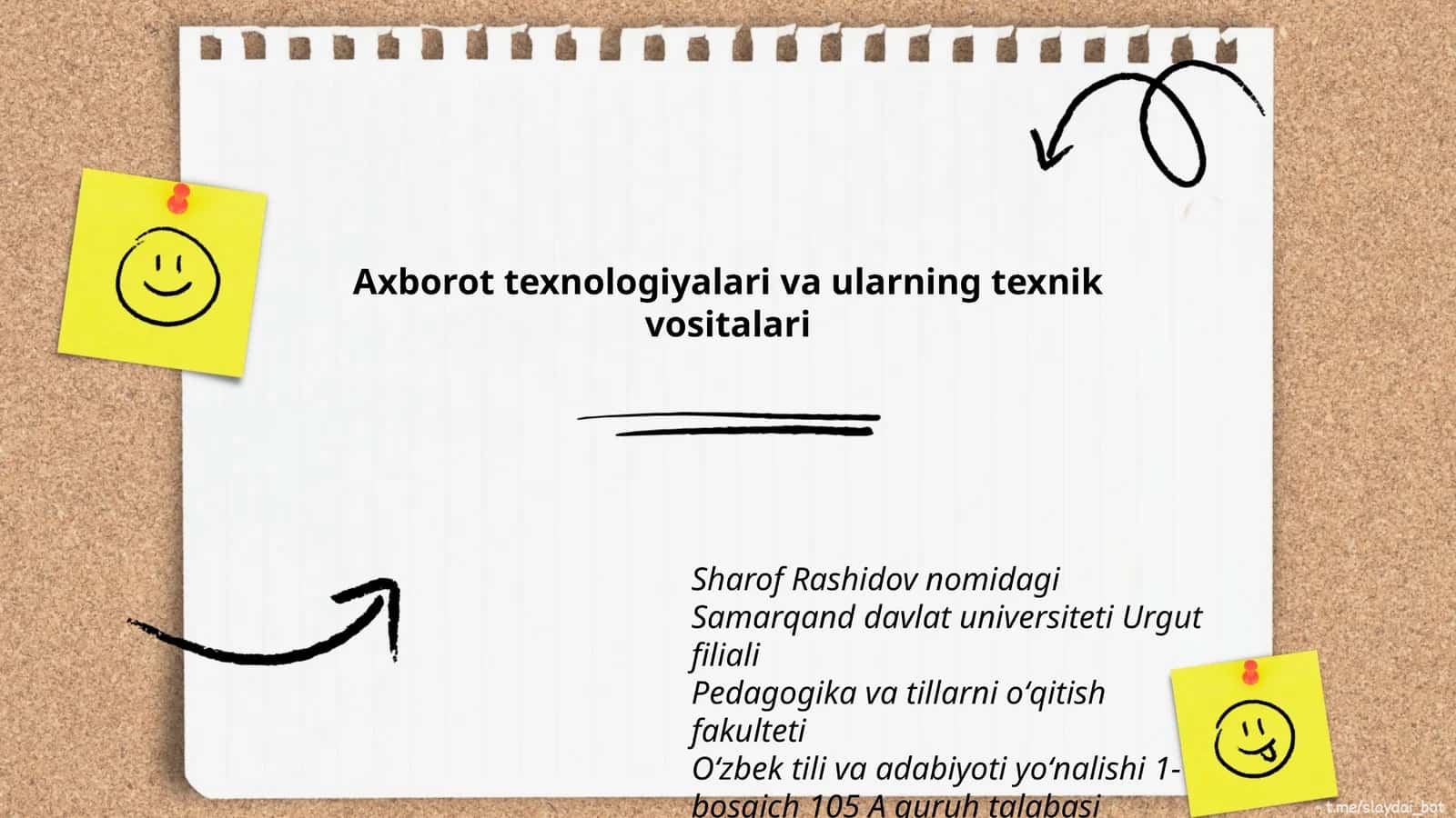 Oʻzbek tili va adabiyoti yoʻnalishi 1-bosqich 105 A guruh talabasi