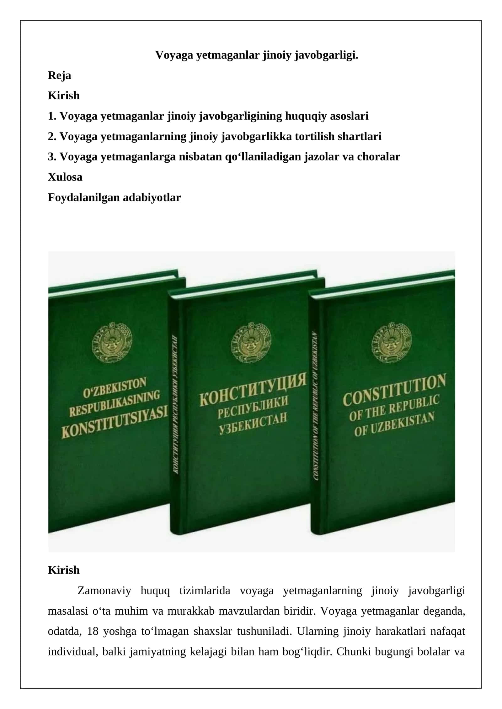 Voyaga yetmaganlar jinoiy javobgarligi
